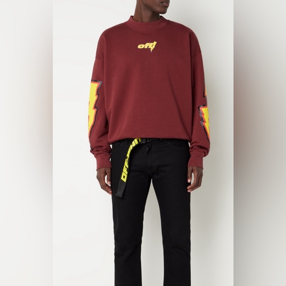 Off-White Thunder Cotton Sweater with front and back print size XS (unisex) - Picture 5 of 14